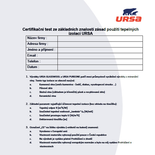 Certifkační test URSA