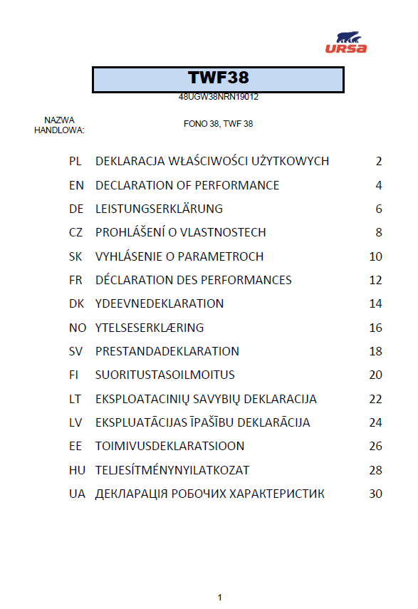 Vyhlásenie o parametroch