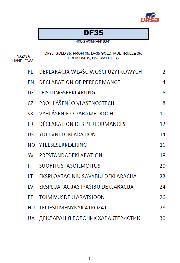 Vyhlásenie o parametroch