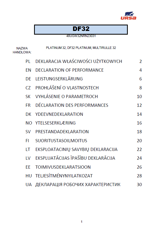 Vyhlásenie o parametroch