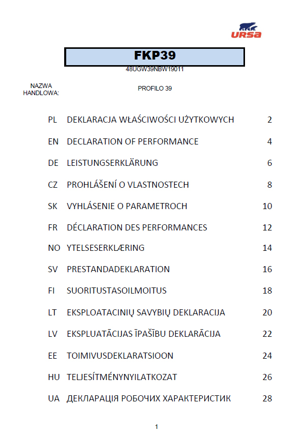 Vyhlásenie o parametroch
