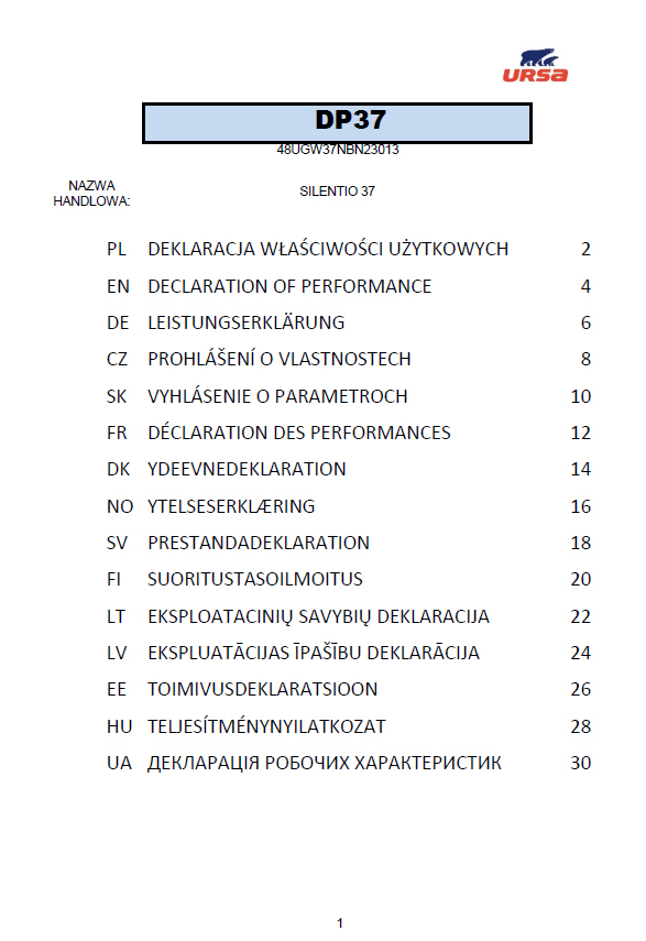 Vyhlásenie o parametroch