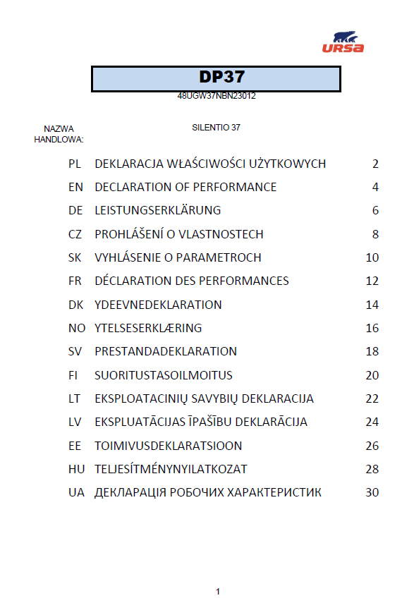 Vyhlásenie o parametroch