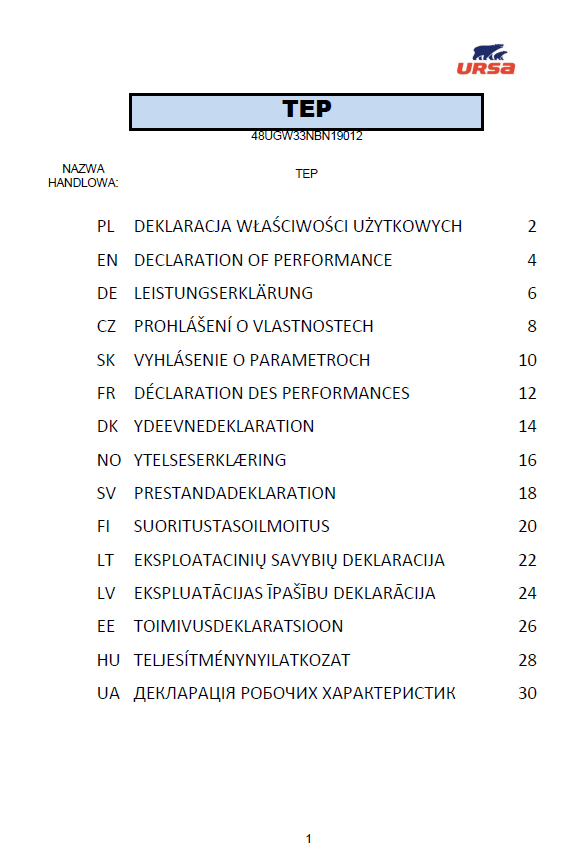 Vyhlásenie o parametroch